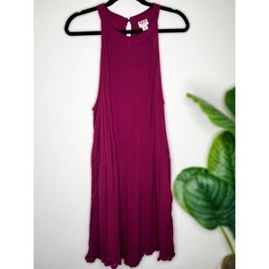 XL Mossimo mauve romper with pockets and ruffled trim